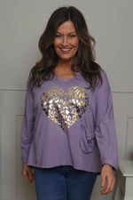 Cherie Heart Cotton Top Purple Purple - Cherie Heart Cotton Top Purple