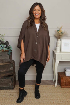 Carleen Batwing Cotton Jacket Cocoa