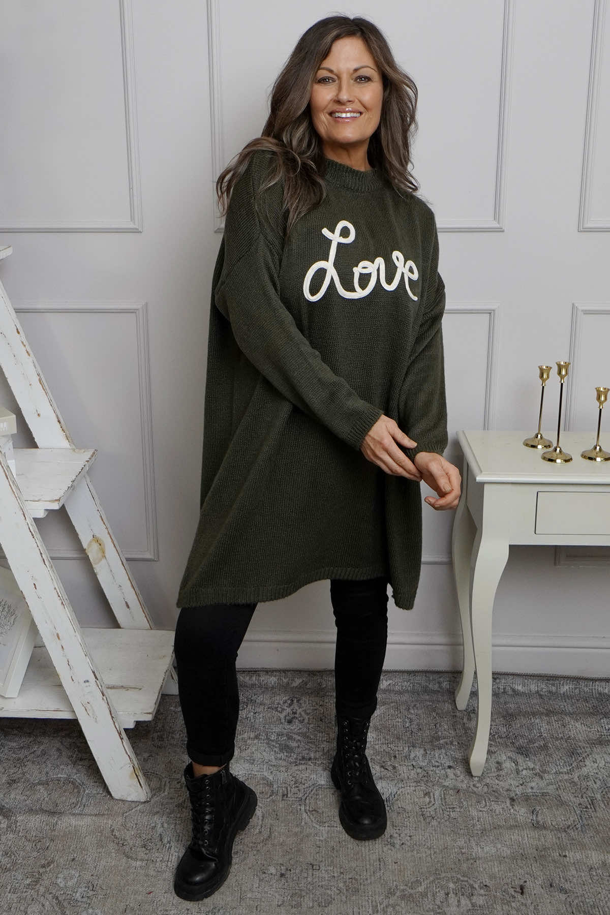 Love Knitted Jumper Dress Khaki