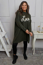 Love Knitted Jumper Dress Khaki Khaki - Love Knitted Jumper Dress Khaki