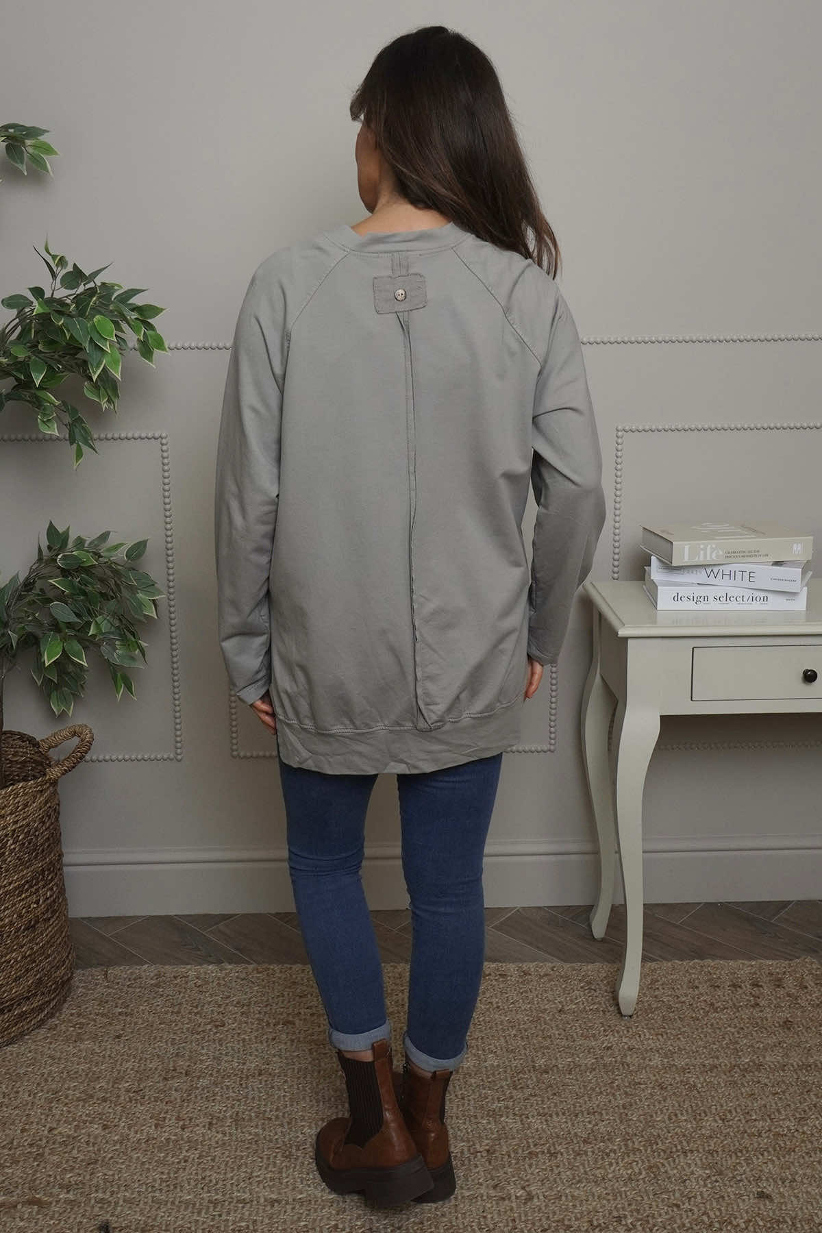 Nyree Button Cotton Top Mocha