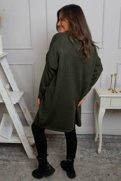 Love Knitted Jumper Dress Khaki - Image 4