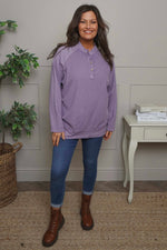 Nyree Button Cotton Top Purple Purple - Nyree Button Cotton Top Purple