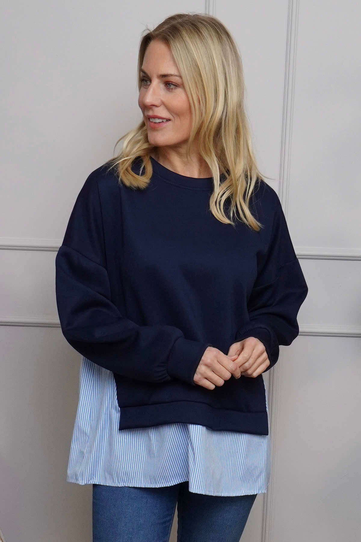 Gail Layer Detail Top Navy