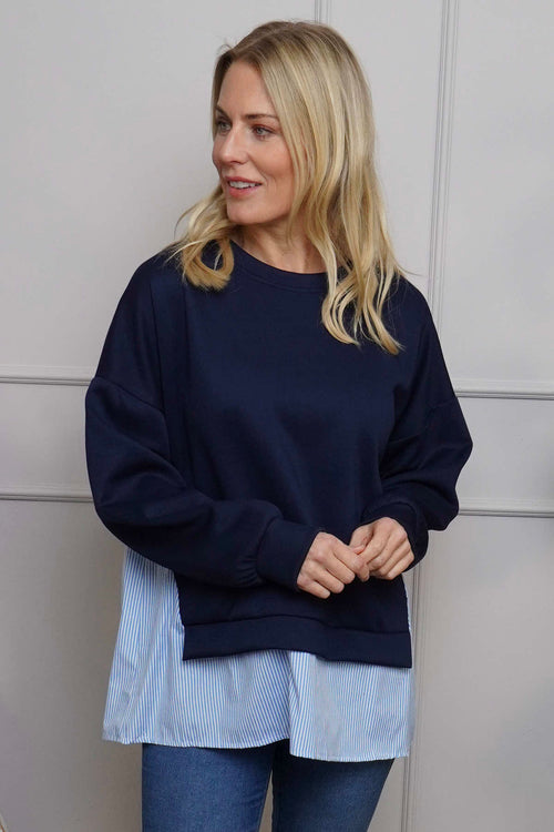 Gail Layer Detail Top Navy - Image 3