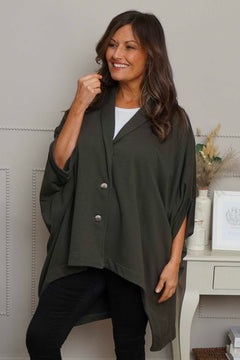 Carleen Batwing Cotton Jacket Khaki