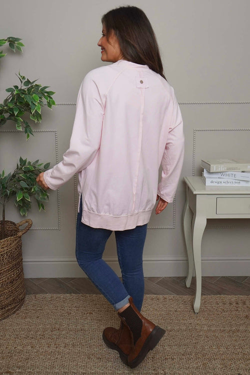 Nyree Button Cotton Top Pink - Image 4