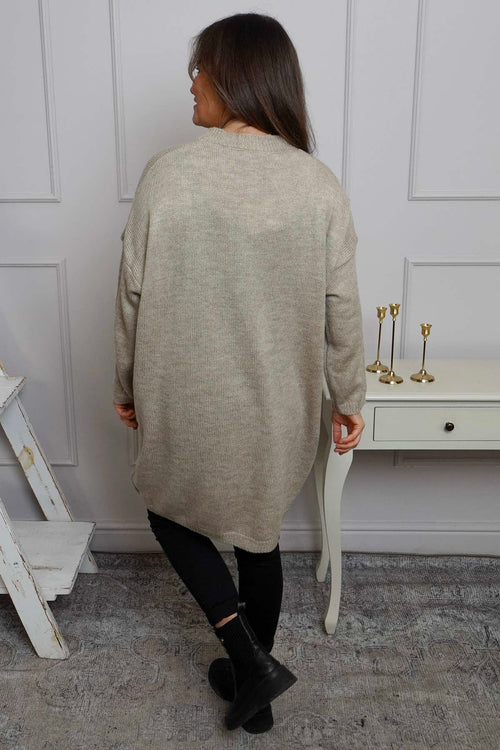 Love Knitted Jumper Dress Mocha - Image 4