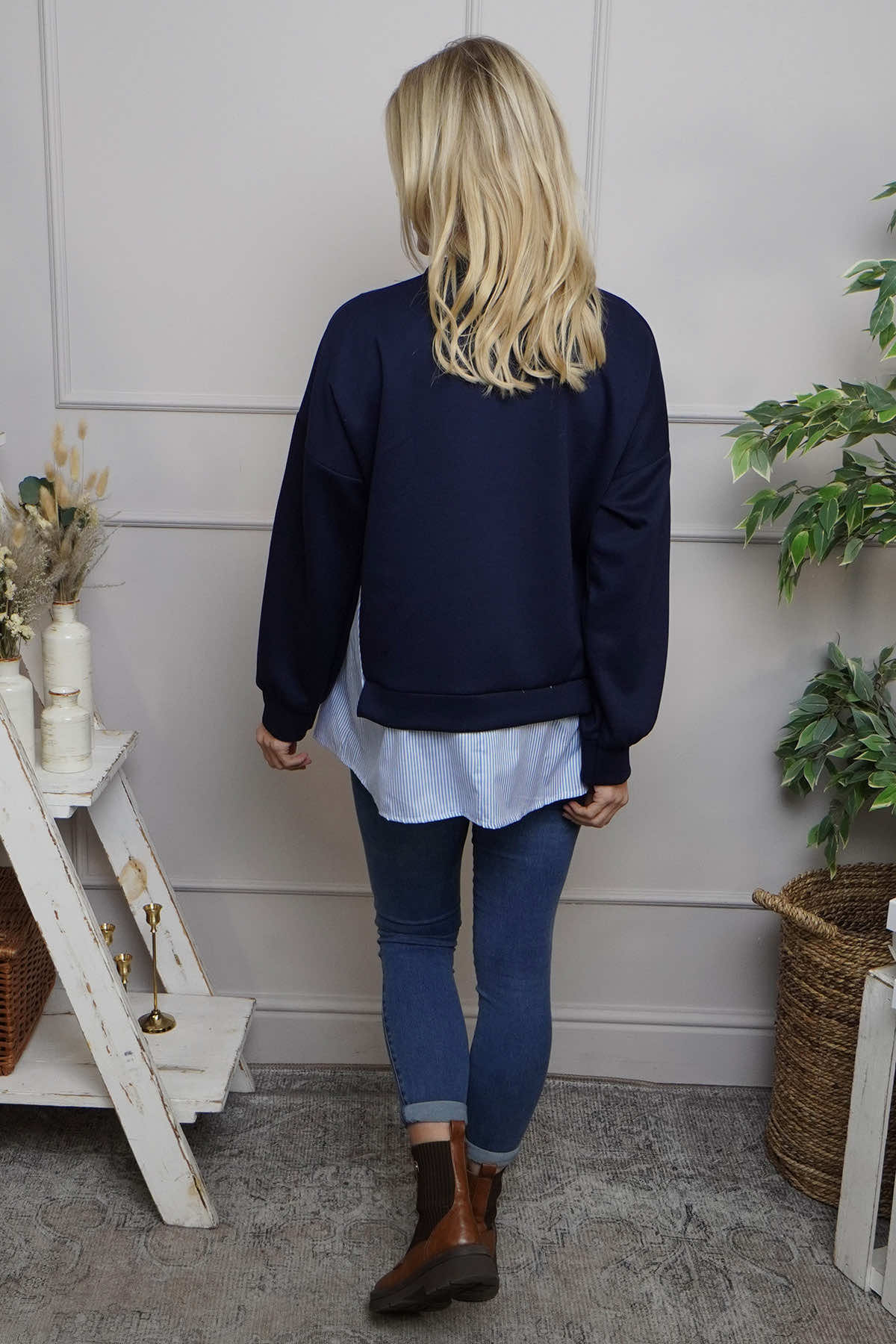 Gail Layer Detail Top Navy