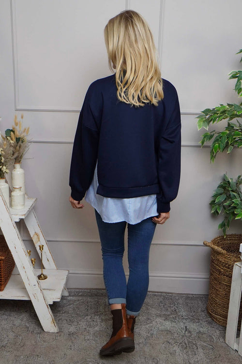 Gail Layer Detail Top Navy - Image 4