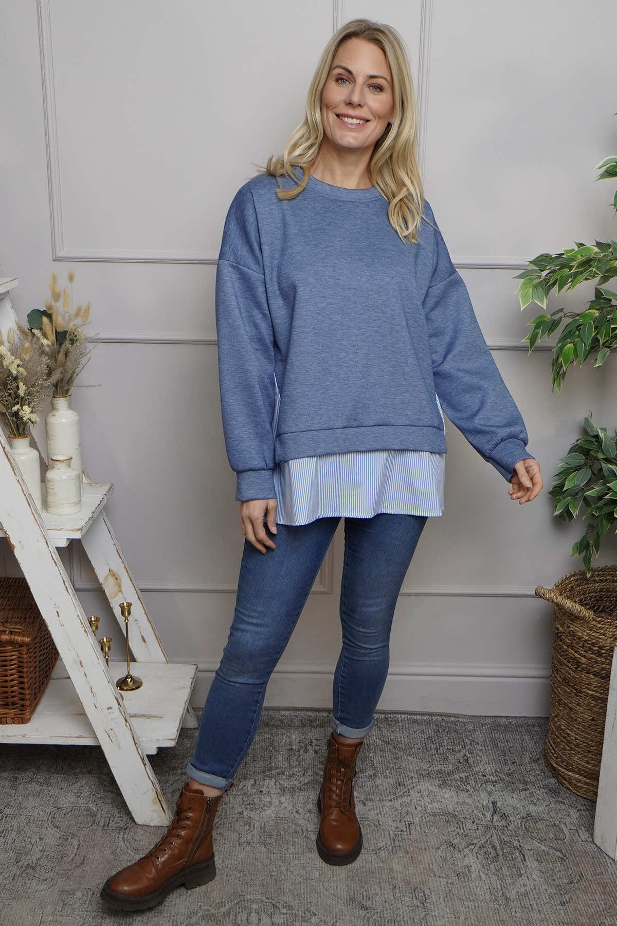 Gail Layer Detail Top Blue