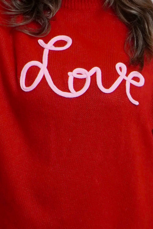 Love Knitted Jumper Dress Red - Image 3