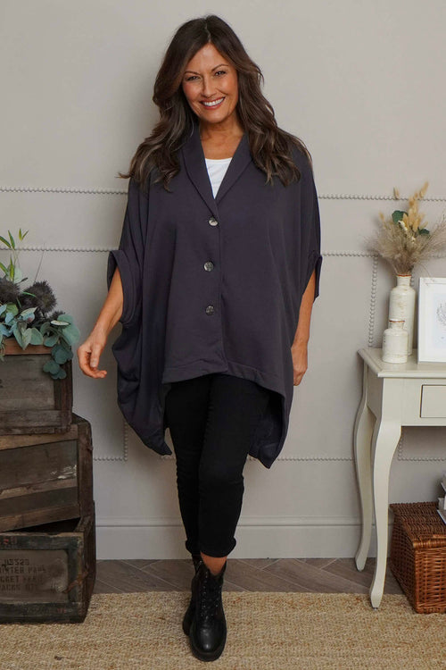 Carleen Batwing Cotton Jacket Charcoal - Image 3