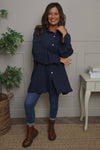 Krista Crinkle Cotton Shirt Navy
