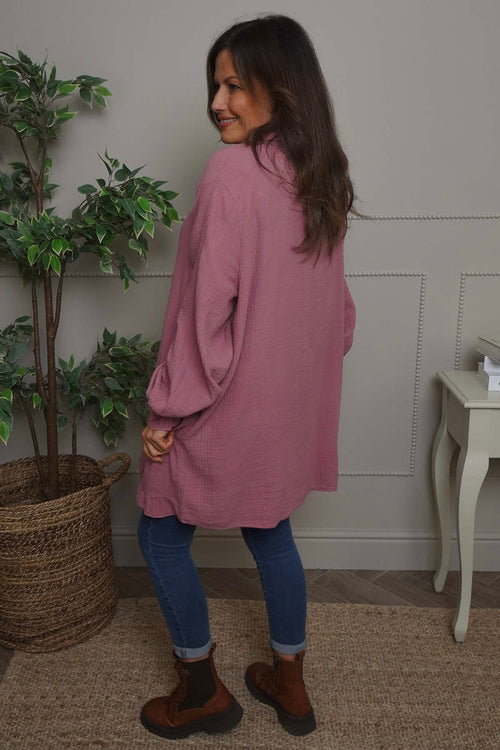 Krista Crinkle Cotton Shirt Pink - Image 4