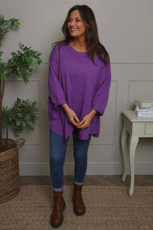 Kelilah Pocket Cotton Top Berry - Image 3