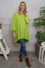 Lulu Button Back Cotton Top Green Green - Lulu Button Back Cotton Top Green