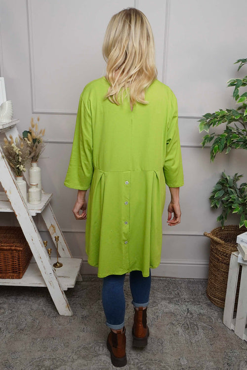 Lulu Button Back Cotton Top Green - Image 2