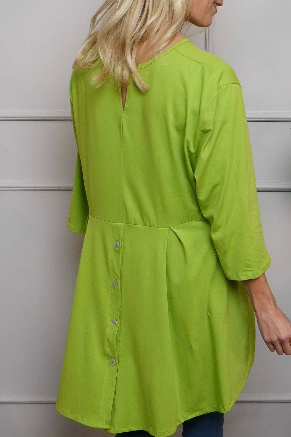 Lulu Button Back Cotton Top Green