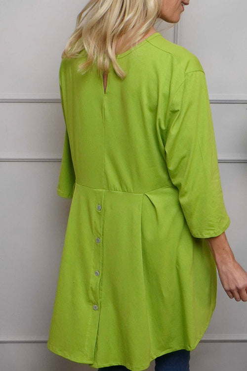 Lulu Button Back Cotton Top Green - Image 4