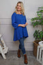 Lulu Button Back Cotton Top Cobalt