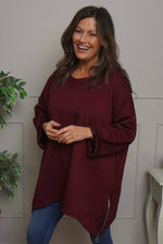 Lynne Zip Dipped Hem Top Wine Wine - Lynne Zip Dipped Hem Top Wine