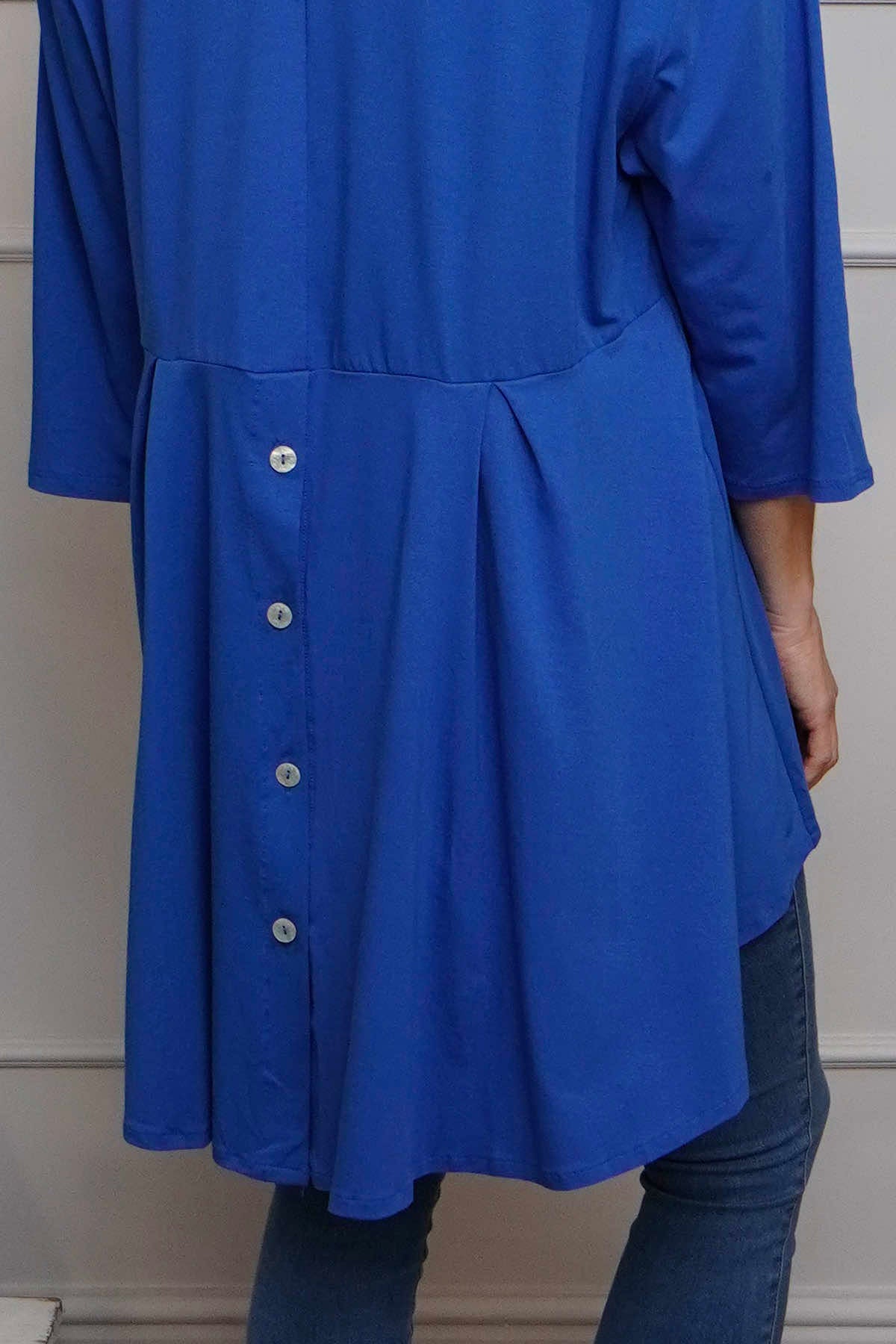 Lulu Button Back Cotton Top Cobalt