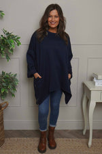 Lynne Zip Dipped Hem Top Navy Navy - Lynne Zip Dipped Hem Top Navy