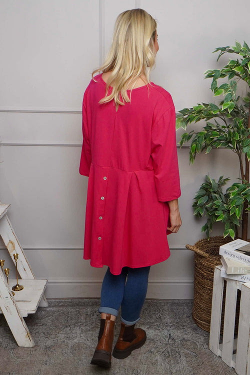Lulu Button Back Cotton Top Fuchsia - Image 1