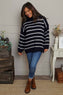 Joella Stripe Knitted Jumper Navy