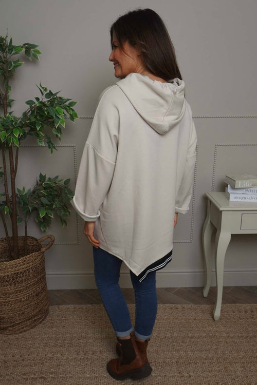 Anya Asymmetric Hooded Top Stone - Image 4
