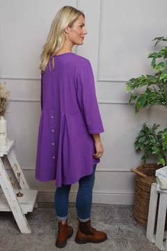 Lulu Button Back Cotton Top Purple