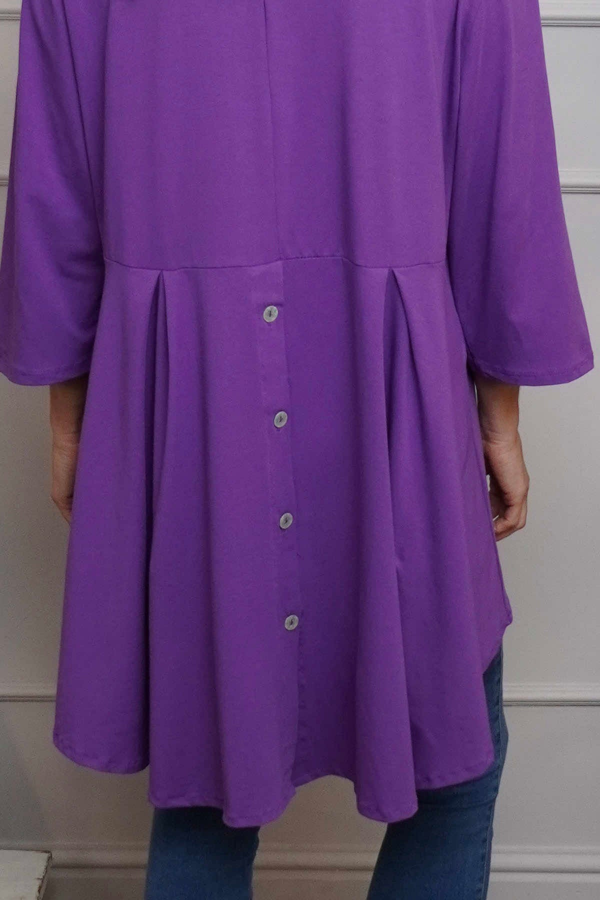 Lulu Button Back Cotton Top Purple
