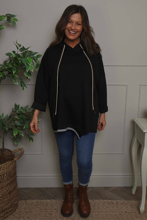 Anya Asymmetric Hooded Top Black - Image 3