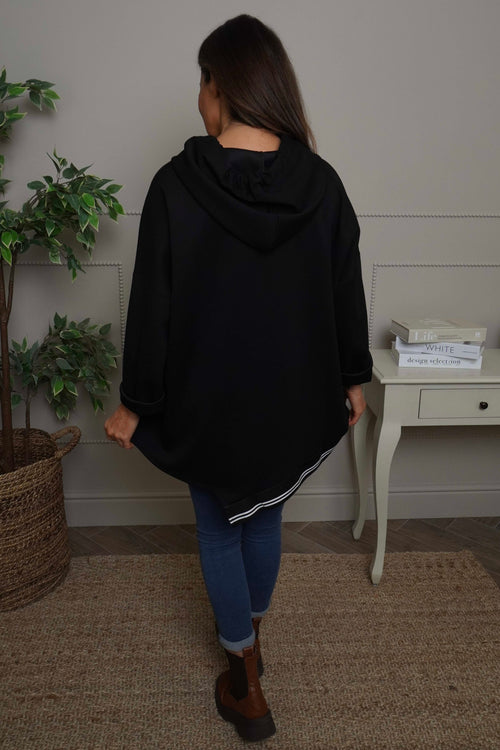 Anya Asymmetric Hooded Top Black - Image 4