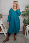 Fenella Long Sleeve Cotton Dress Teal