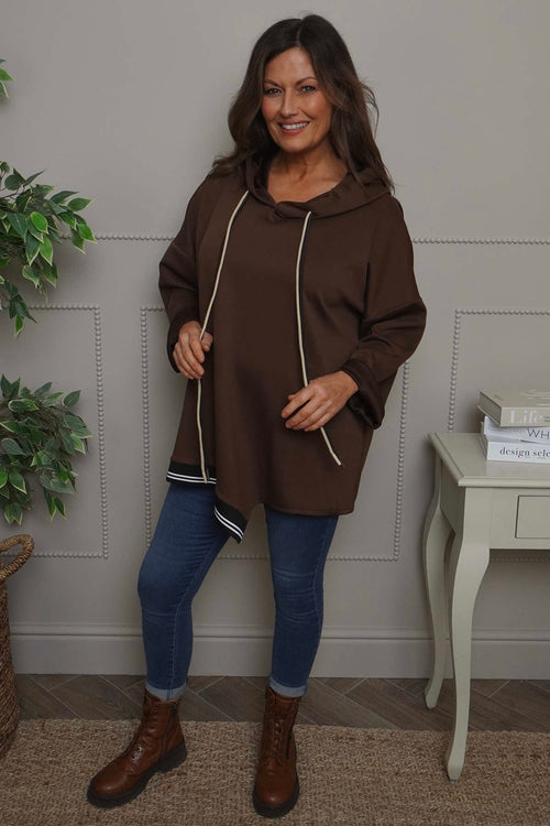 Anya Asymmetric Hooded Top Cocoa - Image 2