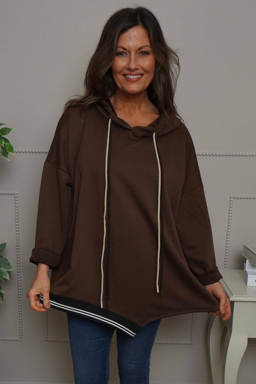 Anya Asymmetric Hooded Top Cocoa - Image 1