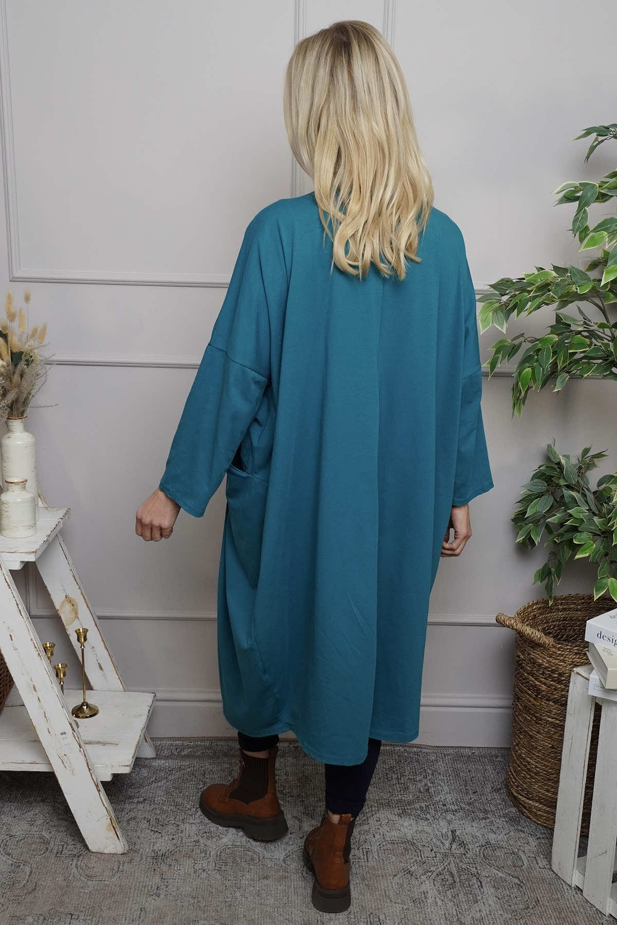 Fenella Long Sleeve Cotton Dress Teal