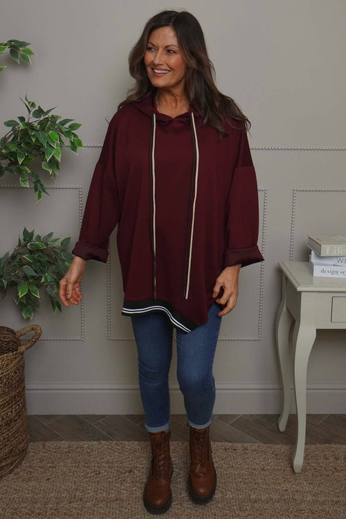 Anya Asymmetric Hooded Top Wine - Image 1