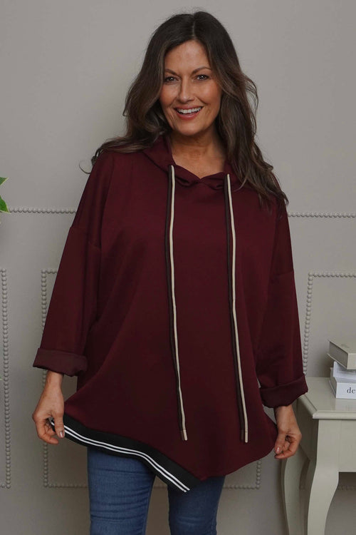 Anya Asymmetric Hooded Top Wine - Image 2