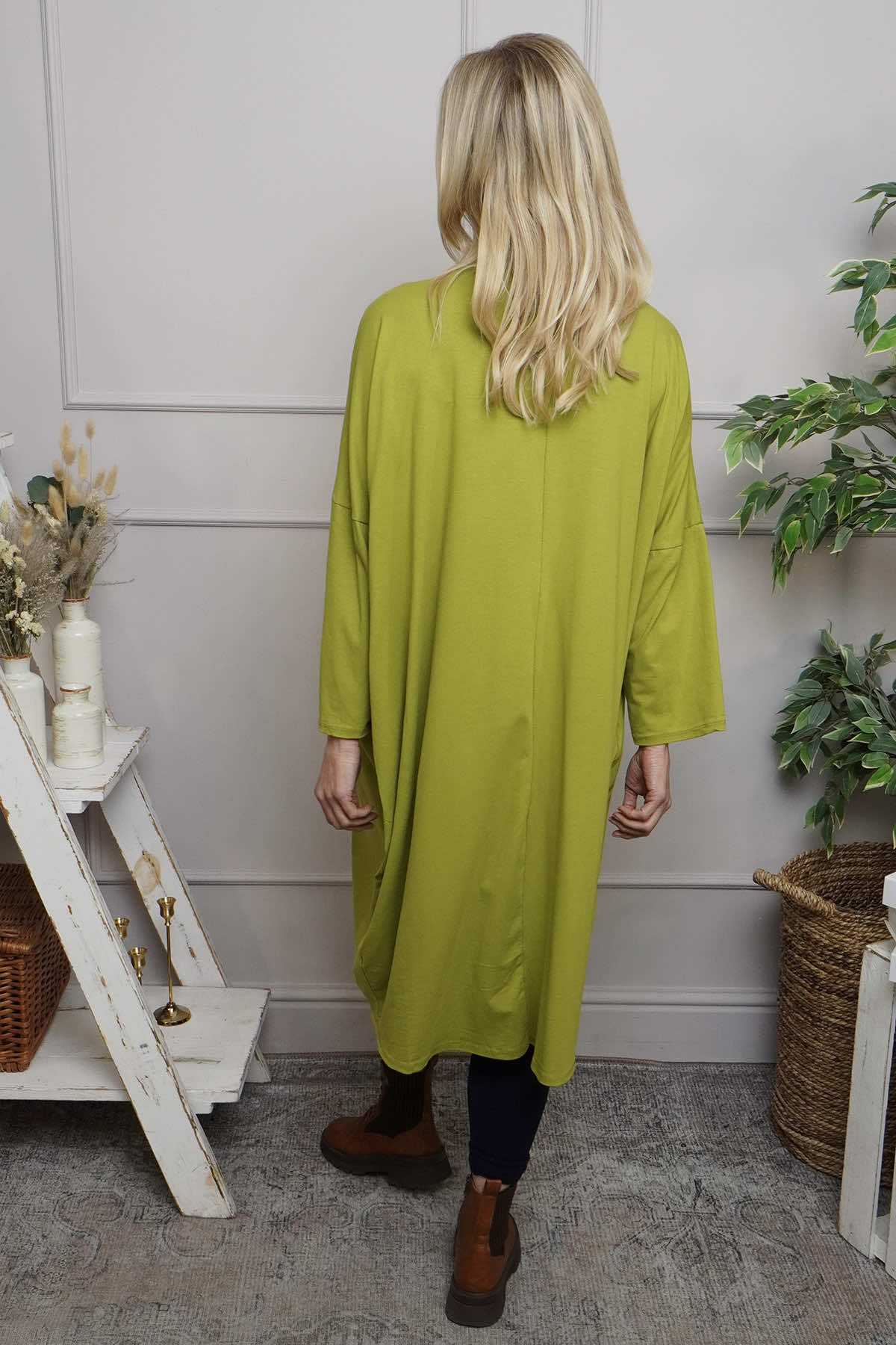 Fenella Long Sleeve Cotton Dress Olive