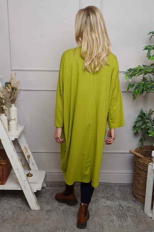 Fenella Long Sleeve Cotton Dress Olive - Image 4