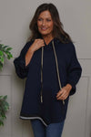 Anya Asymmetric Hooded Top Navy