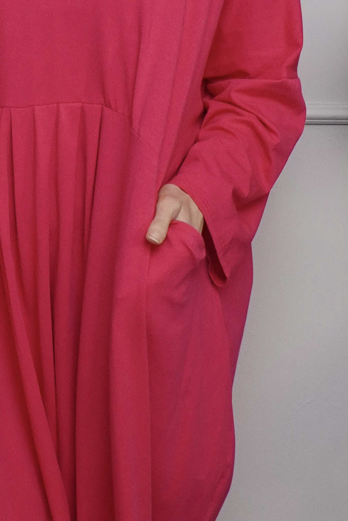 Fenella Long Sleeve Cotton Dress Fuchsia