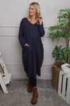 Fenella Long Sleeve Cotton Dress Navy