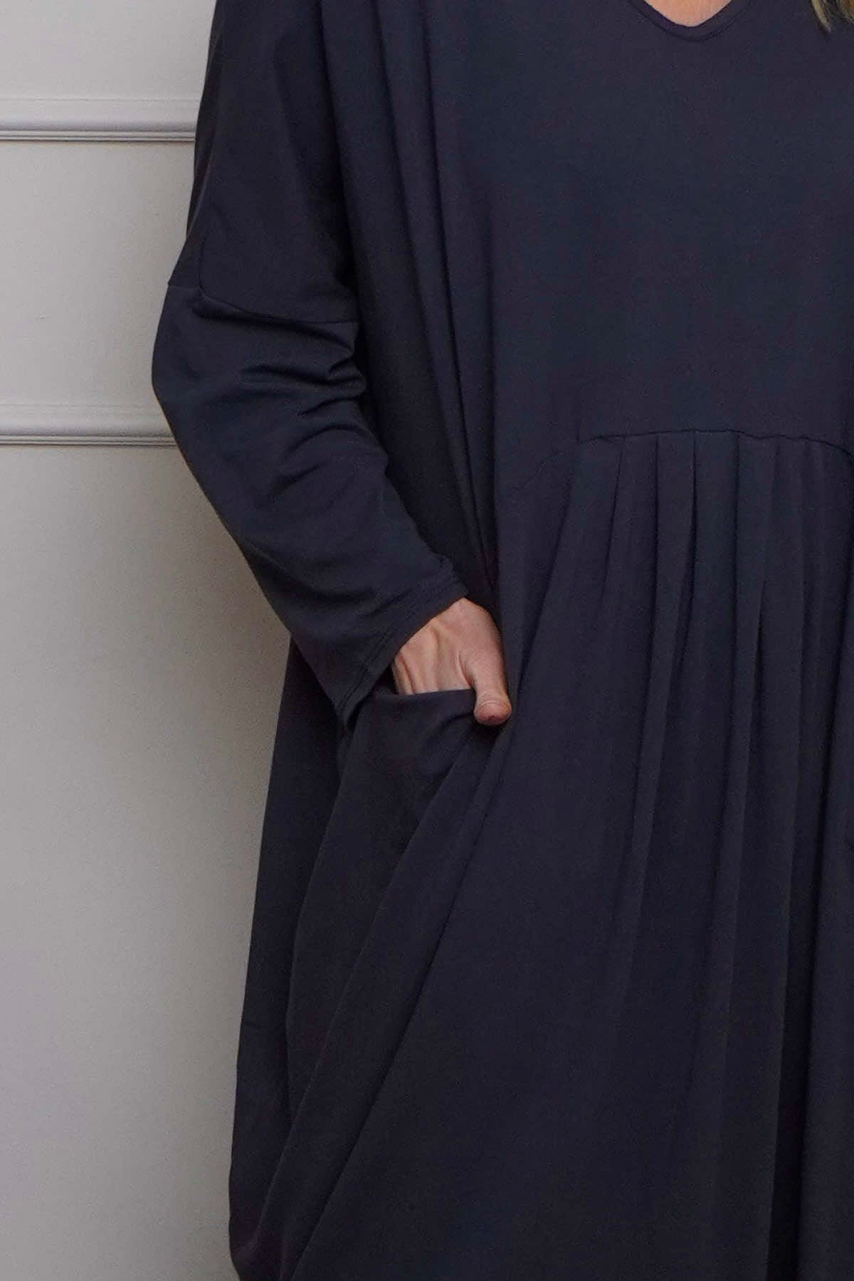 Fenella Long Sleeve Cotton Dress Navy