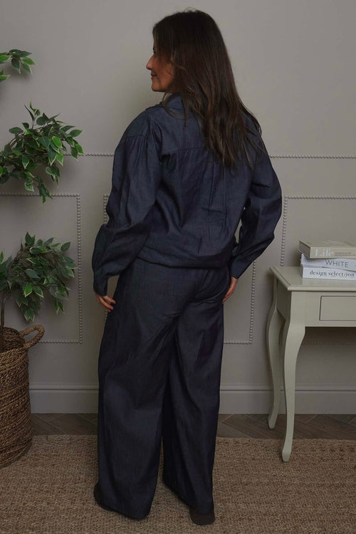 Richa Denim Wide Leg Trousers Dark Denim - Image 4