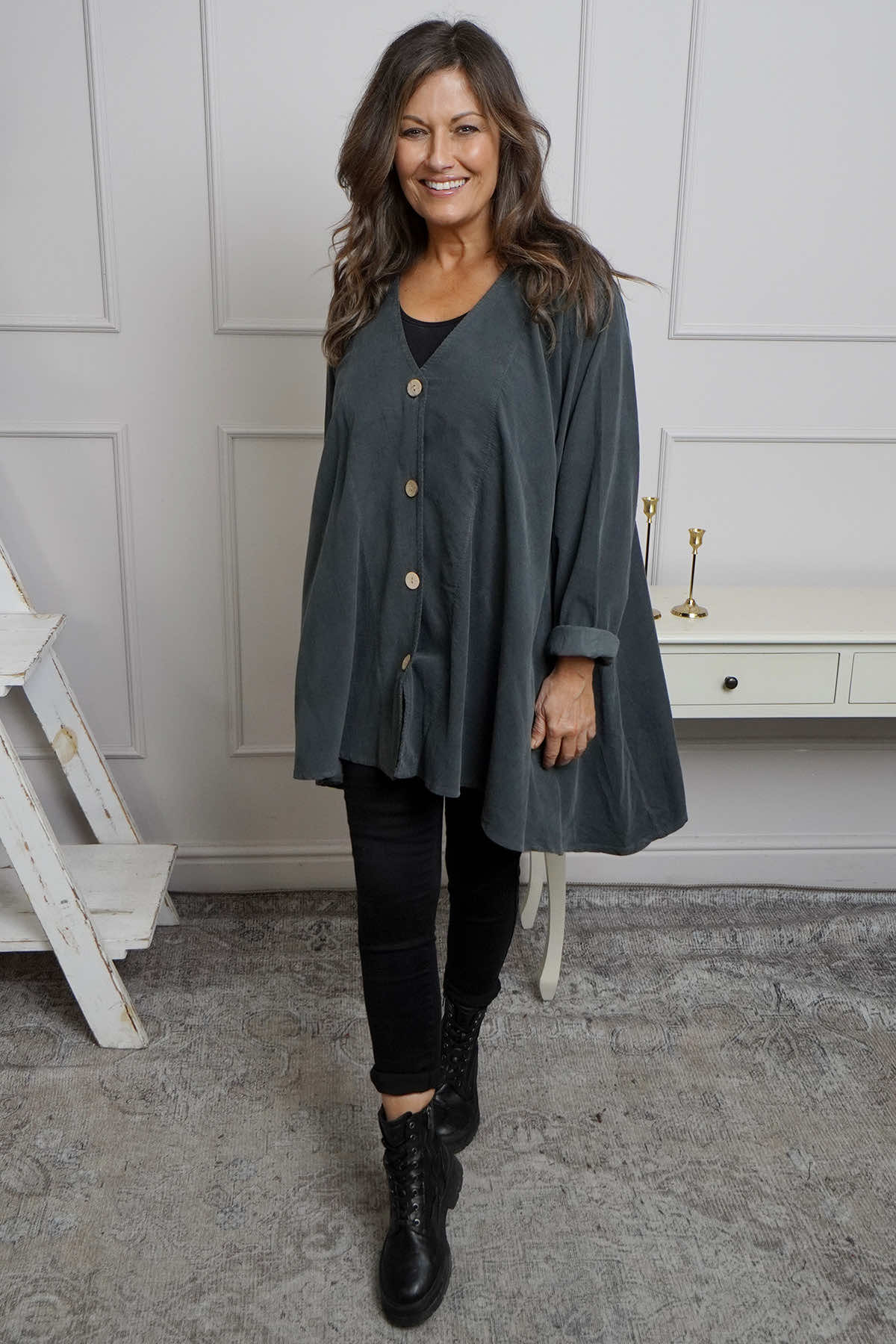 Anika Needlecord Jacket Charcoal