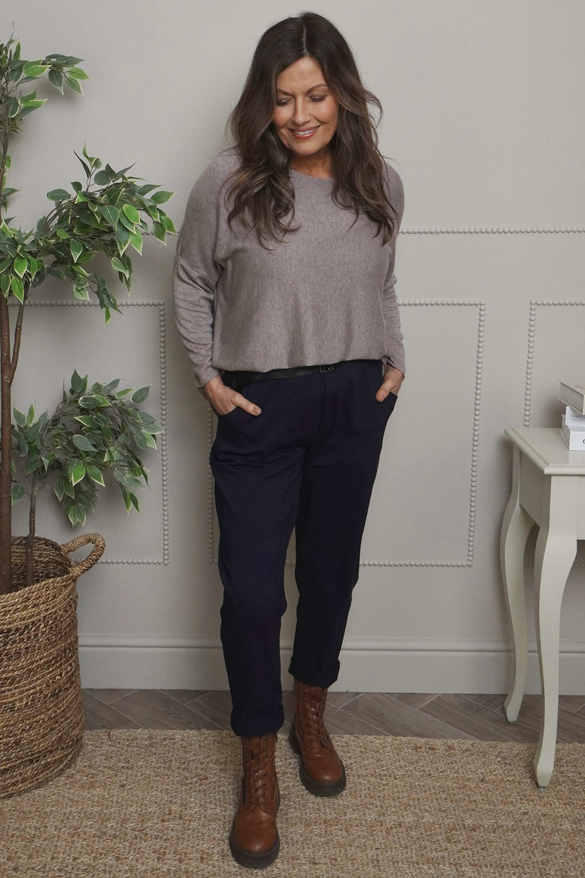 Philippa Belted Trousers Navy